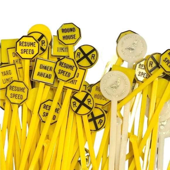 Vtg Drink Stirrer Swizzle Stick Street Signs Railroad Travel Trucker Lot of 75+ - Picture 3 of 5